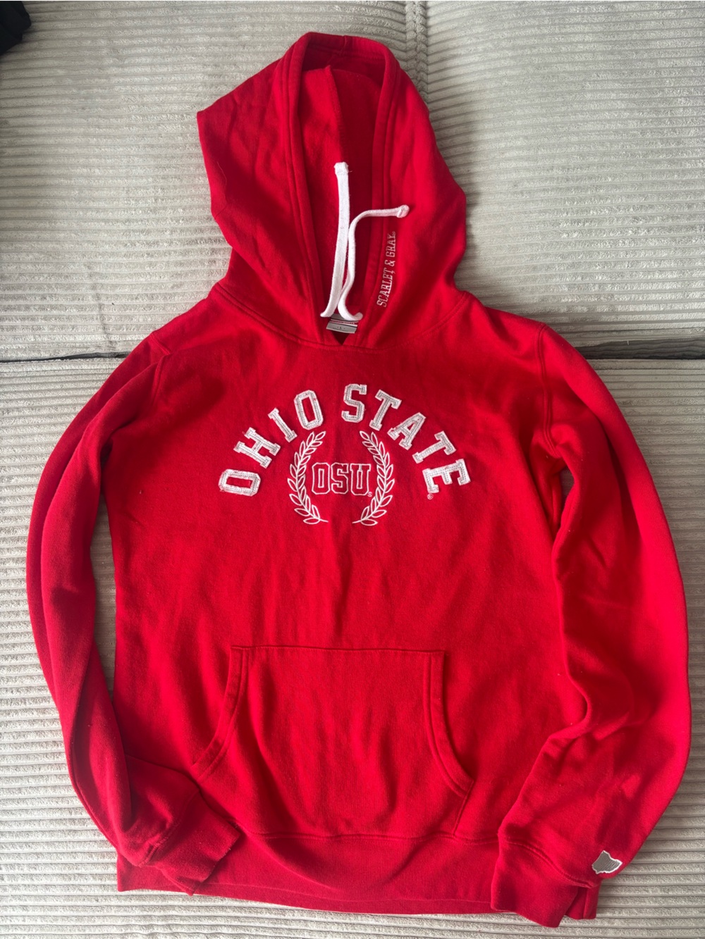 Ohio State Red Hoodie Pullover with OSU Crest